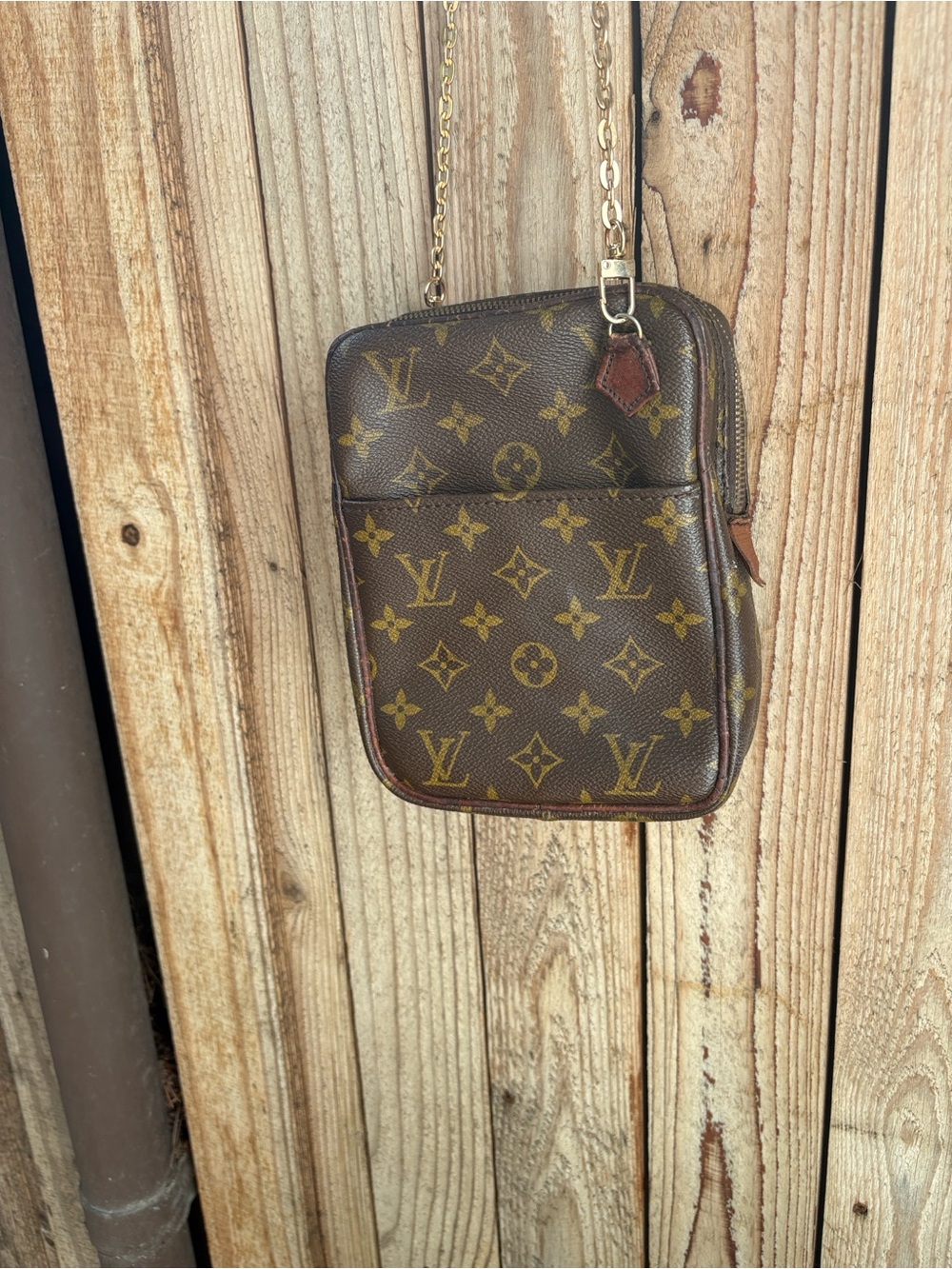 Vintage Louis Vuitton Monogram Canvas Crossbody in Brown and Gold